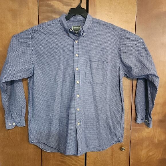 Eddie Bauer Other - 51. Eddie Bauer Mens XL Tall Blue White Micro Gingham Check Cotton Button Down